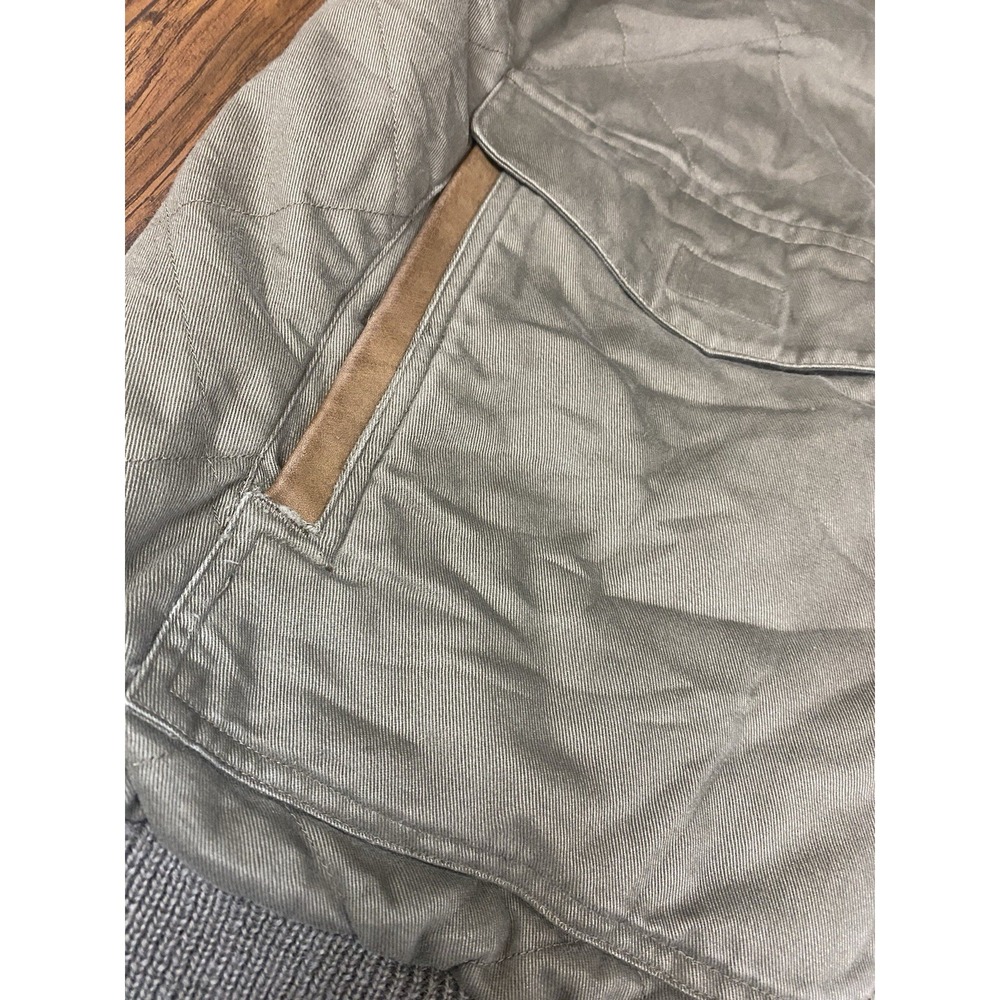 Vintage Banana Republic Safari Vest Mens XL Quilted Cotton Wool Trim Olive Green - Picture 6 of 13